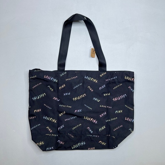 New Victoria's Secret Pink Weekender Tote Bag Rainbow Script Logo - Picture 7 of 9